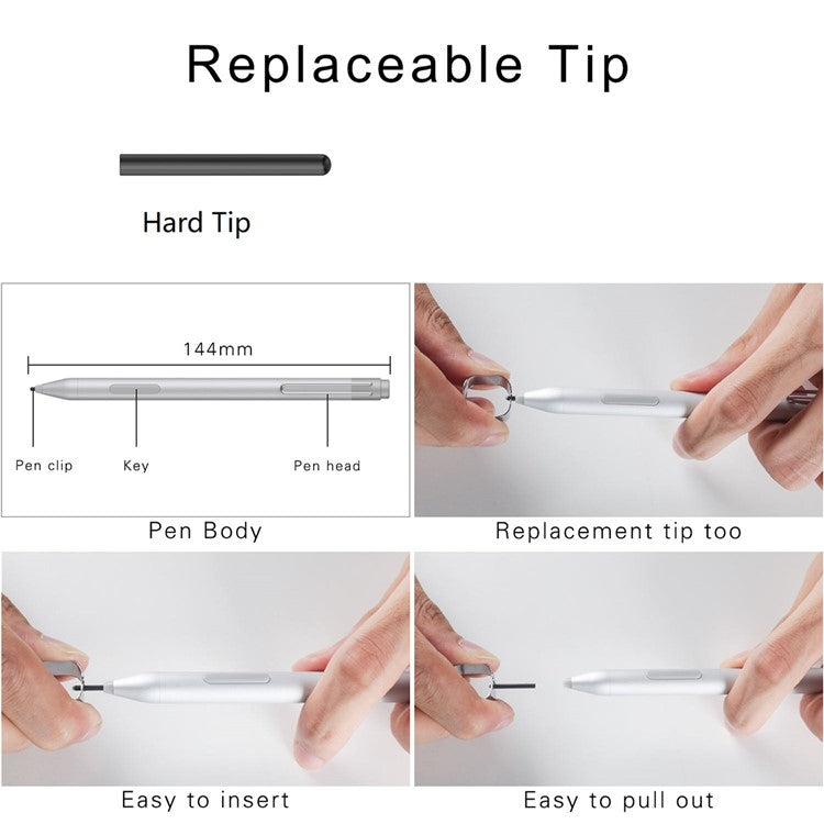 P303 For Microsoft Surface Pro 4/5/6/Go 2 Stylus Pen High Sensitive 1024 Pressure Level Drawing Writing Active Capacitive Pen - Black