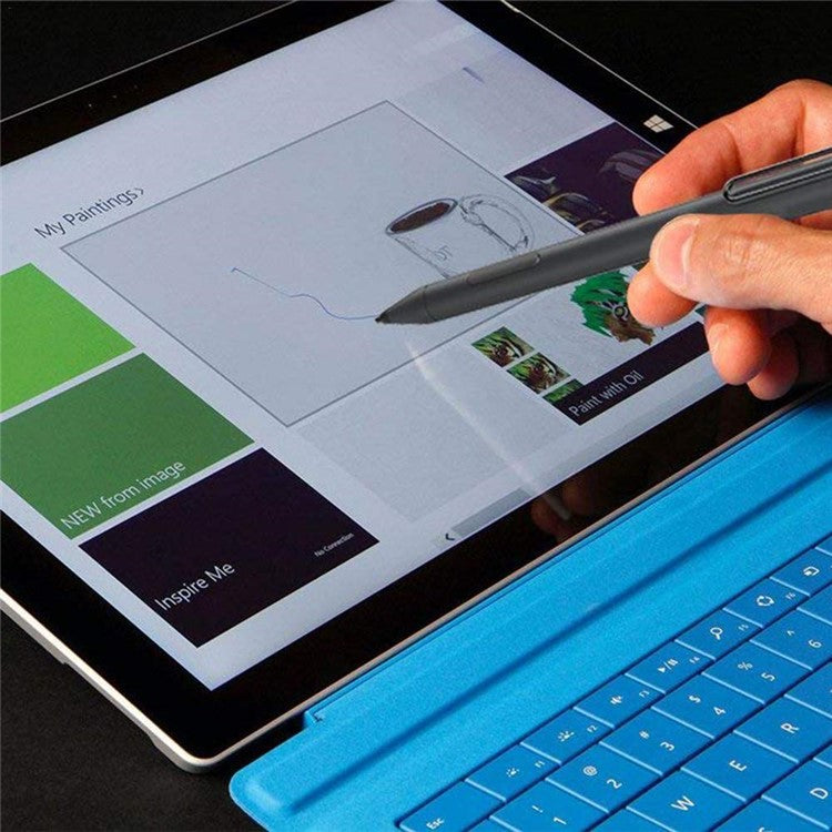 P303 For Microsoft Surface Pro 4 / 5 / 6 / Go 2 Stylus Pen High Sensitive 1024 Pressure Level Drawing Writing Active Capacitive Pen - Bright Silver