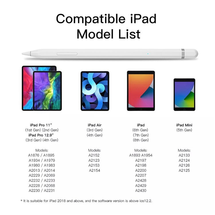 JD50 For iPad (2018 and Later) Active Capacitive Tablet Stylus Pen Magnetic Adsorption Palm Rejection Tilt Sensitivity Stylus Pen