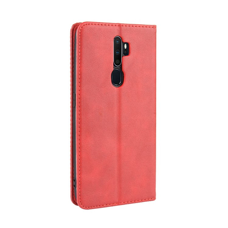 Retro Style PU Leather Stand Wallet Case for OPPO A9 2020/A5 2020/A11/A11X - Red