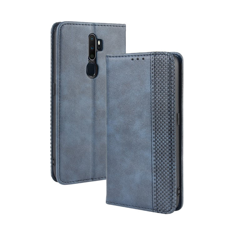 Retro Style PU Leather Stand Wallet Case for OPPO A9 2020/A5 2020/A11/A11X - Blue