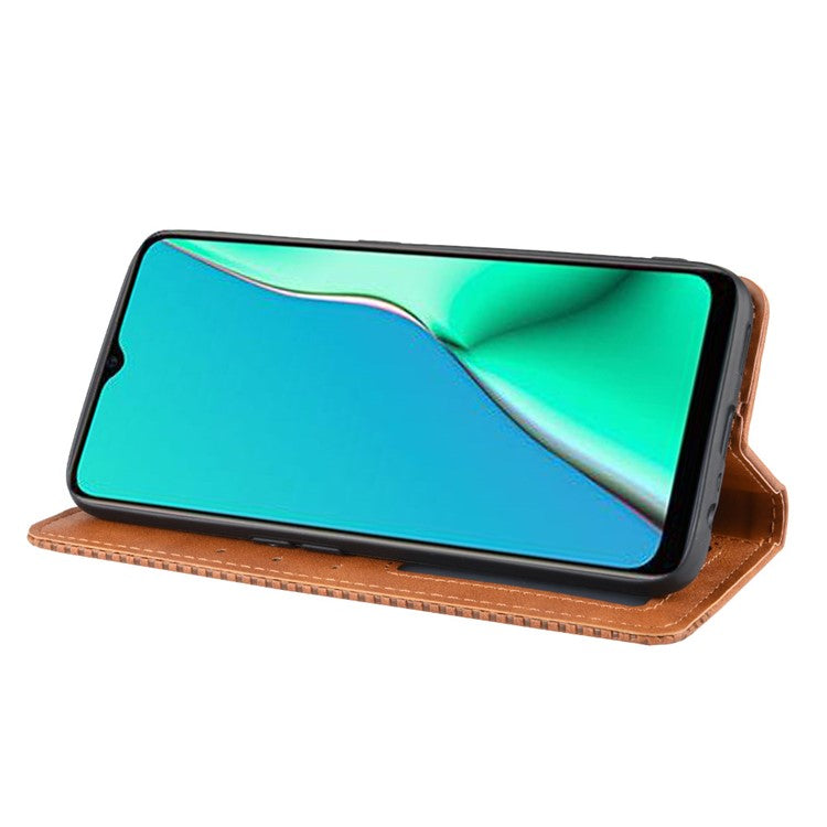 Retro Style PU Leather Stand Wallet Case for OPPO A9 2020/A5 2020/A11/A11X - Brown