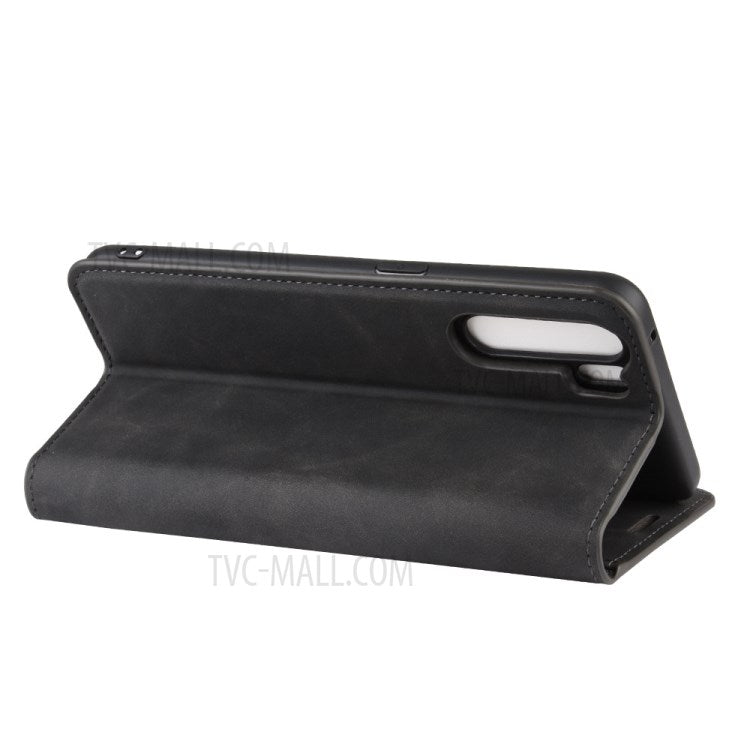 Silky Touch Auto-absorbed Flip Leather Wallet Protector Cover for OPPO A91 / F15 - Black