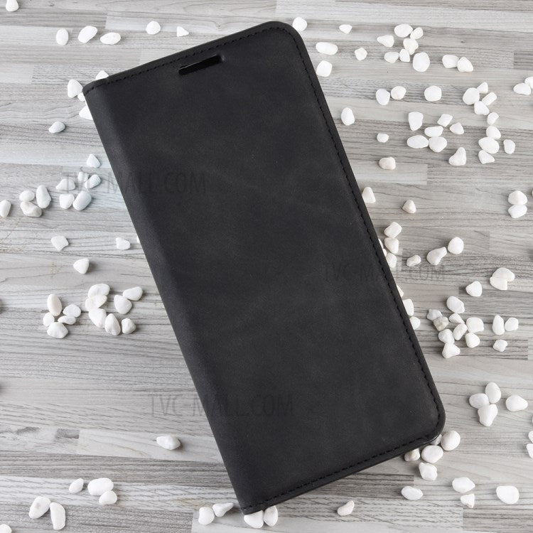 Silky Touch Auto-absorbed Flip Leather Wallet Protector Cover for OPPO A91 / F15 - Black