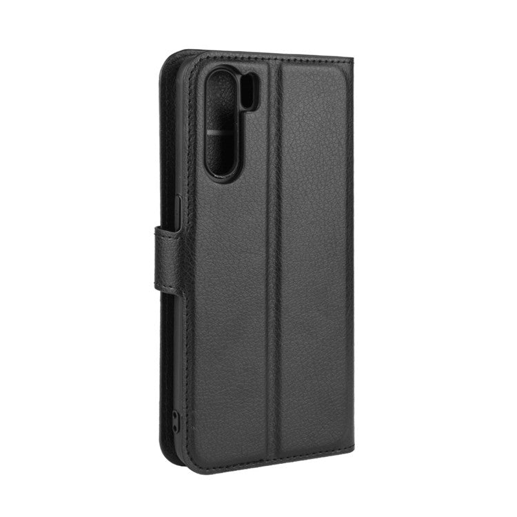Litchi Texture Wallet Stand Leather Cell Phone Cover for OPPO A91 / F15 - Black