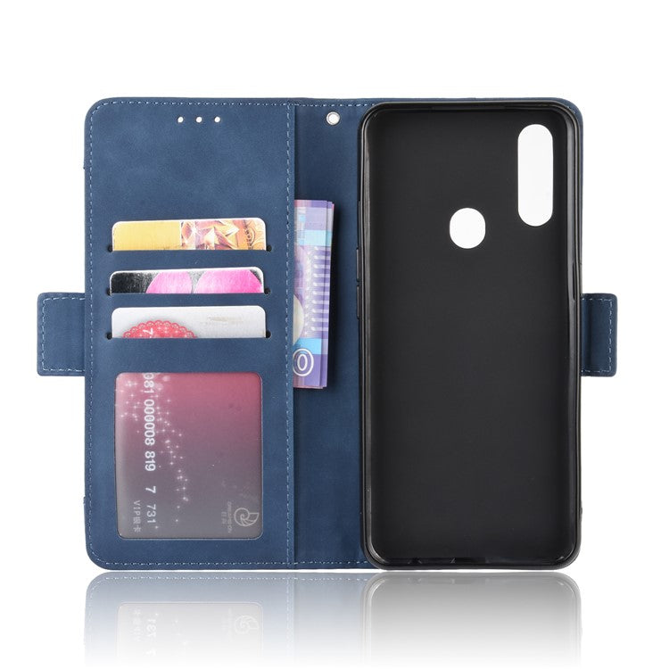 Wallet Stand Flip Leather Phone Shell for Oppo A8/A31 (2020) - Blue