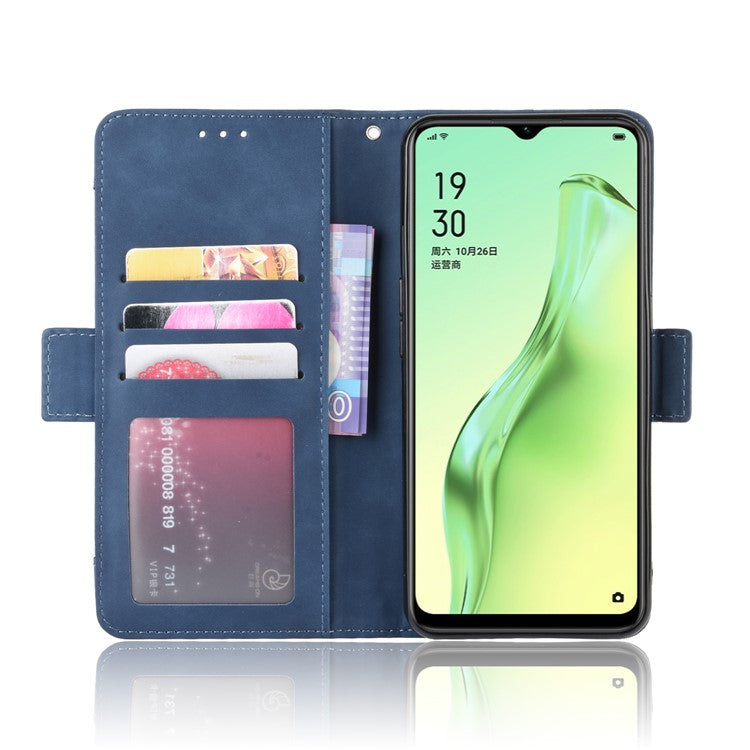 Wallet Stand Flip Leather Phone Shell for Oppo A8/A31 (2020) - Blue