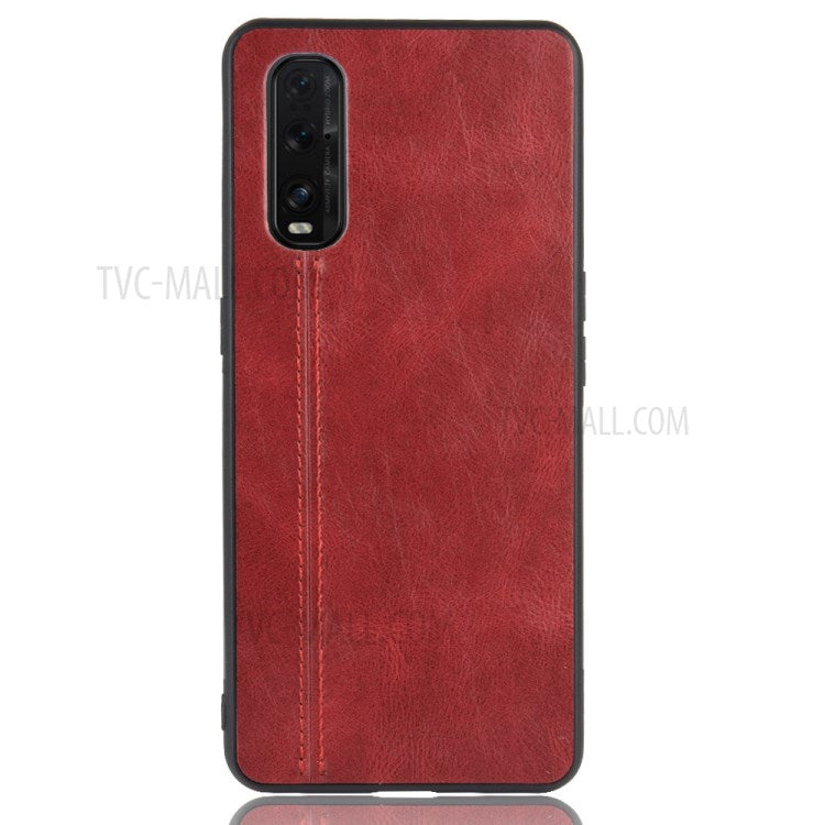 PU Leather Coated PC + TPU Hybrid Phone Case for Oppo Find X2 - Red