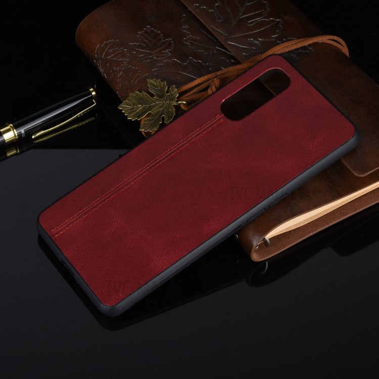 PU Leather Coated PC + TPU Hybrid Phone Case for Oppo Find X2 - Red