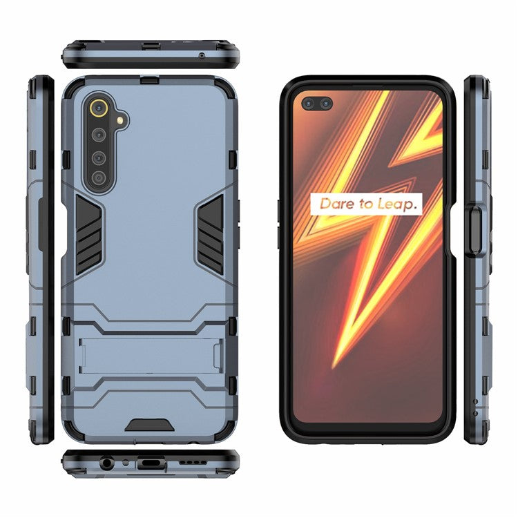 Cool Guard PC + TPU Hybrid Case with Kickstand for Realme 6 Pro - Blue