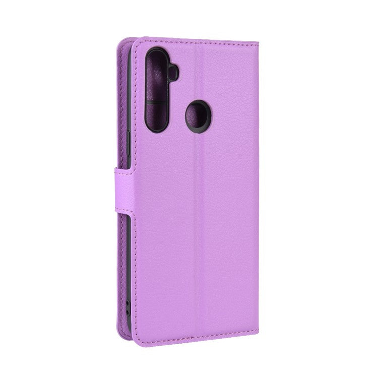 Litchi Skin Wallet Leather Stand Case for Realme 5 / C3 (3 cameras) - Purple