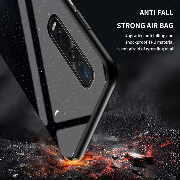 Starry Sky Tempered Glass + PC + TPU Protection Case for Oppo Find X2 Pro - Starry Crescent Moon