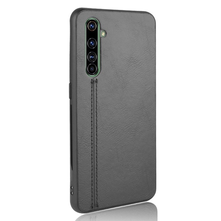 PU Leather Coated PC + TPU Hybrid Shell for Realme X50 Pro 5G - Black