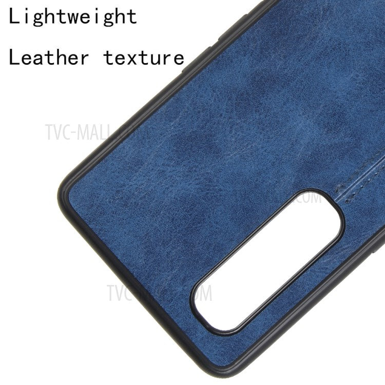 PU Leather Coated PC + TPU Hybrid Phone Protection Case for Oppo Find X2 Pro (Cerramic Back) - Blue