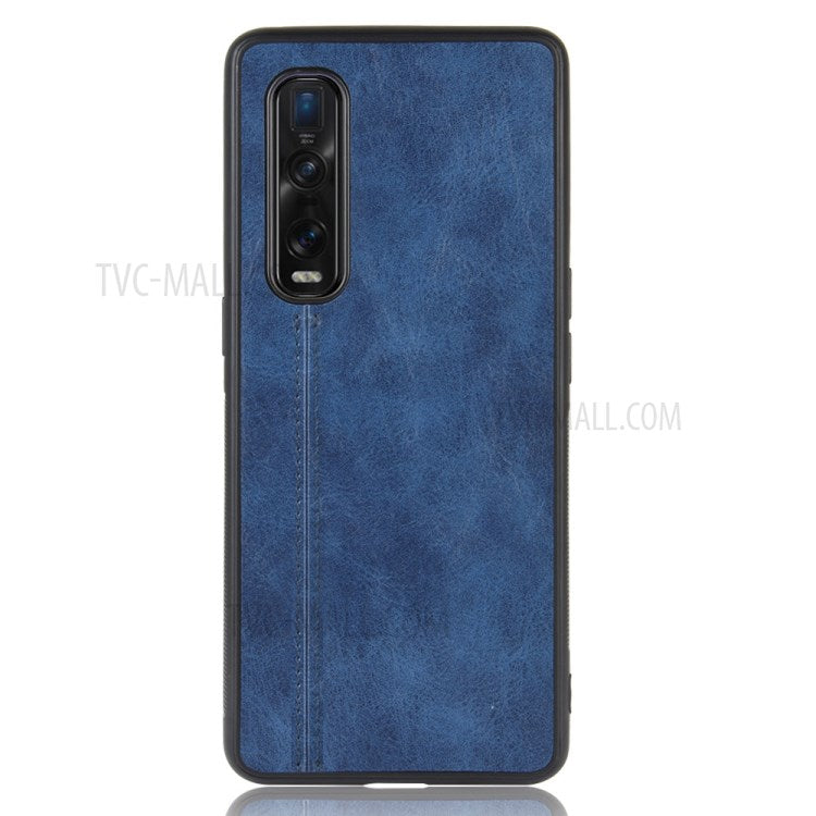 PU Leather Coated PC + TPU Hybrid Phone Protection Case for Oppo Find X2 Pro (Cerramic Back) - Blue