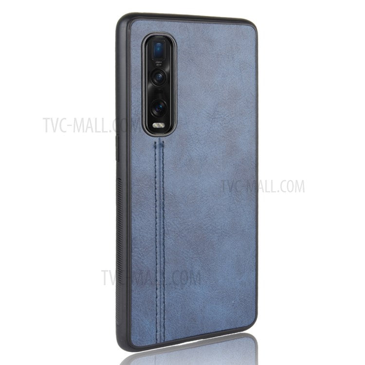 PU Leather Coated PC + TPU Hybrid Phone Protection Case for Oppo Find X2 Pro (Cerramic Back) - Blue