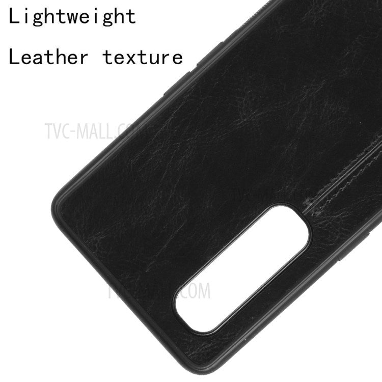 PU Leather Coated PC + TPU Hybrid Phone Protection Case for Oppo Find X2 Pro (Cerramic Back) - Black