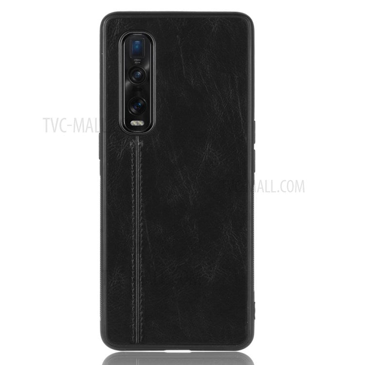 PU Leather Coated PC + TPU Hybrid Phone Protection Case for Oppo Find X2 Pro (Cerramic Back) - Black