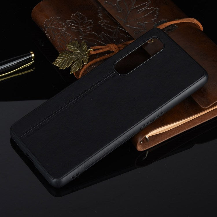 PU Leather Coated PC + TPU Hybrid Phone Protection Case for Oppo Find X2 Pro (Cerramic Back) - Black