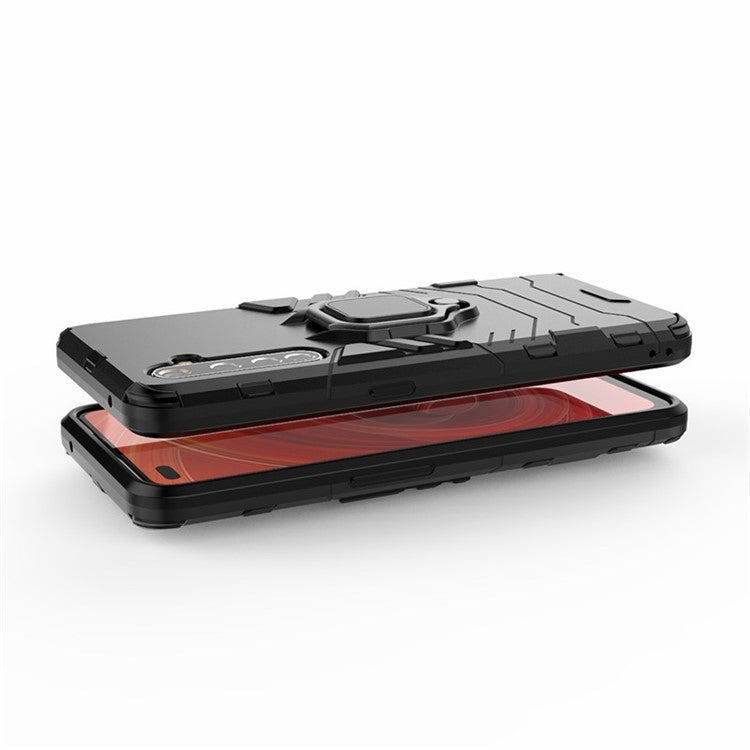 Ring Holder Kickstand PC + TPU Hybrid Phone Shell for Realme X50 Pro 5G - Black