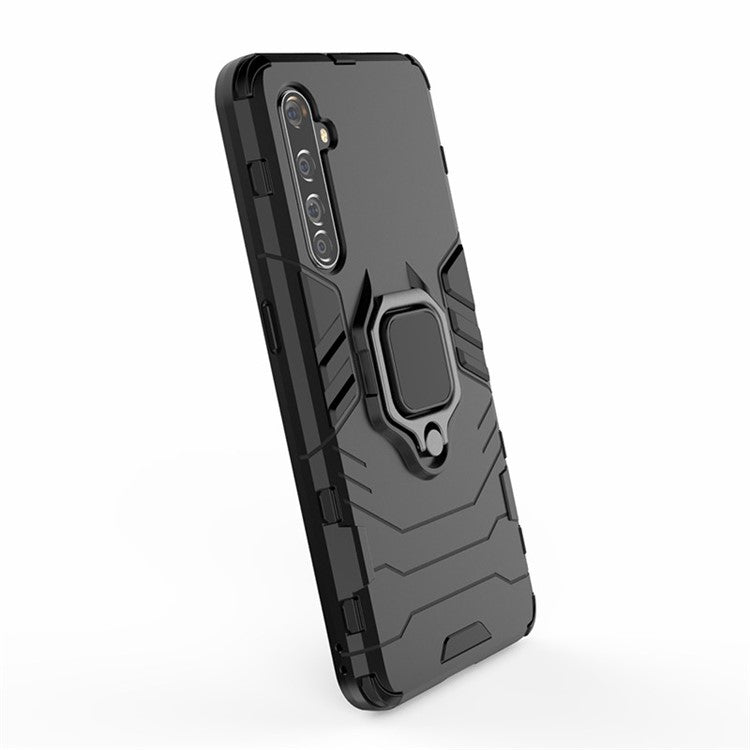 Ring Holder Kickstand PC + TPU Hybrid Phone Shell for Realme X50 Pro 5G - Black