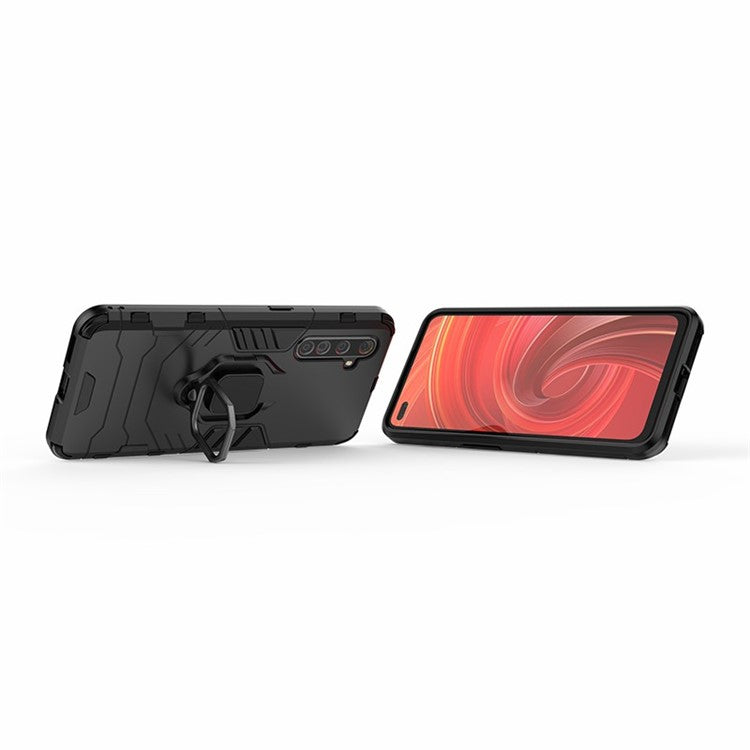 Ring Holder Kickstand PC + TPU Hybrid Phone Shell for Realme X50 Pro 5G - Black