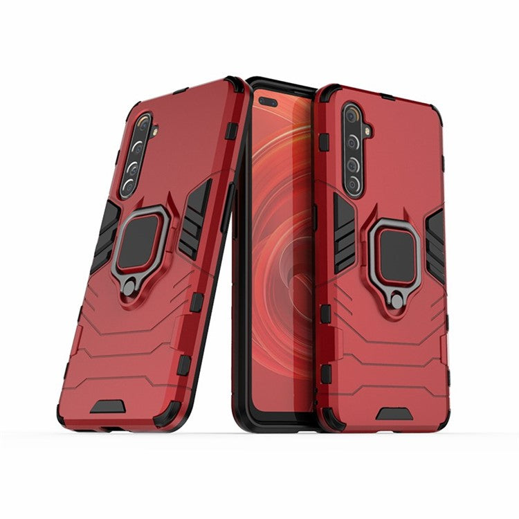 Ring Holder Kickstand PC + TPU Hybrid Phone Shell for Realme X50 Pro 5G - Red