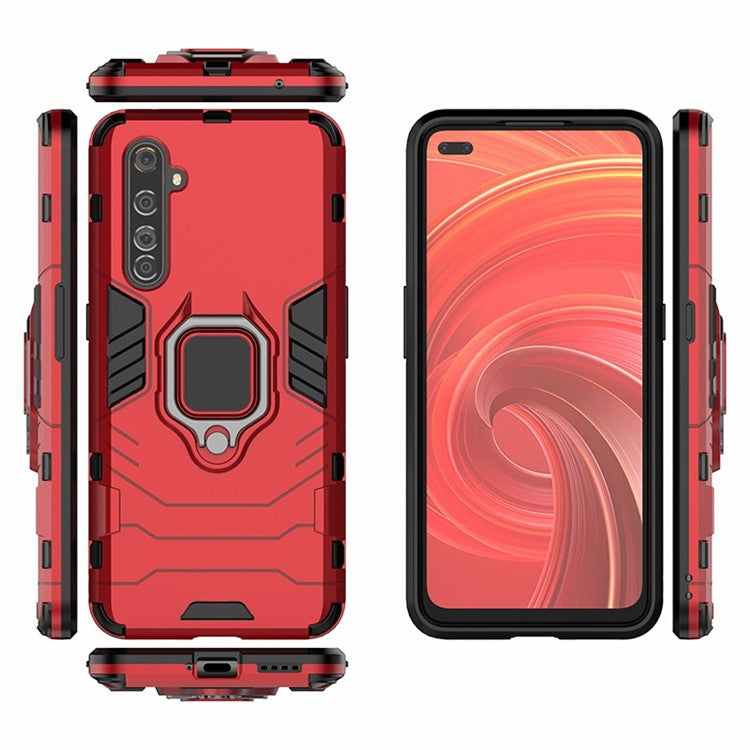 Ring Holder Kickstand PC + TPU Hybrid Phone Shell for Realme X50 Pro 5G - Red