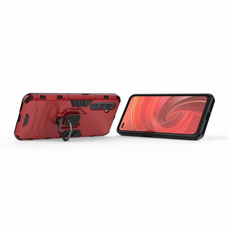 Ring Holder Kickstand PC + TPU Hybrid Phone Shell for Realme X50 Pro 5G - Red