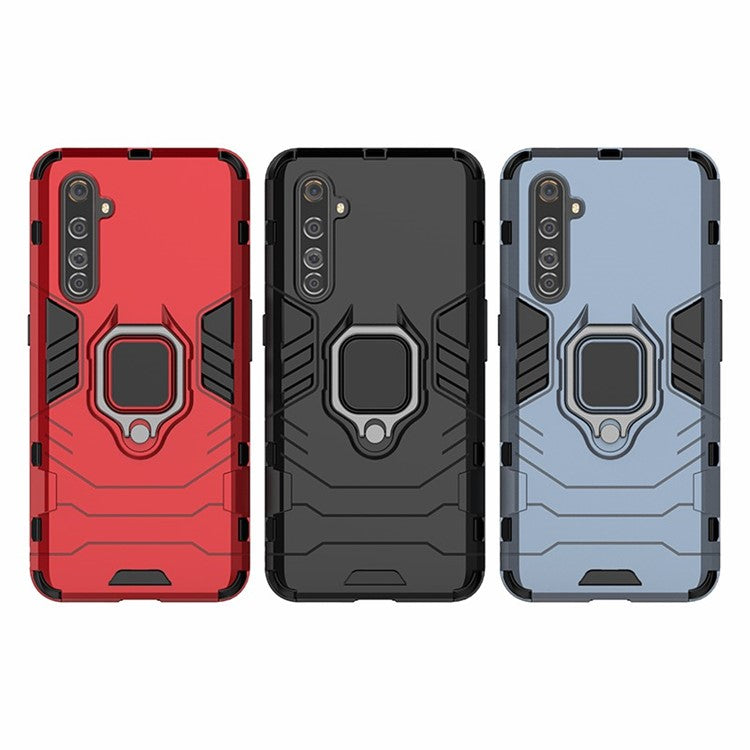 Ring Holder Kickstand PC + TPU Hybrid Phone Shell for Realme X50 Pro 5G - Red