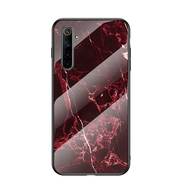 Marble Texture Tempered Glass + PC + TPU Combo Case for Realme 6 - Red