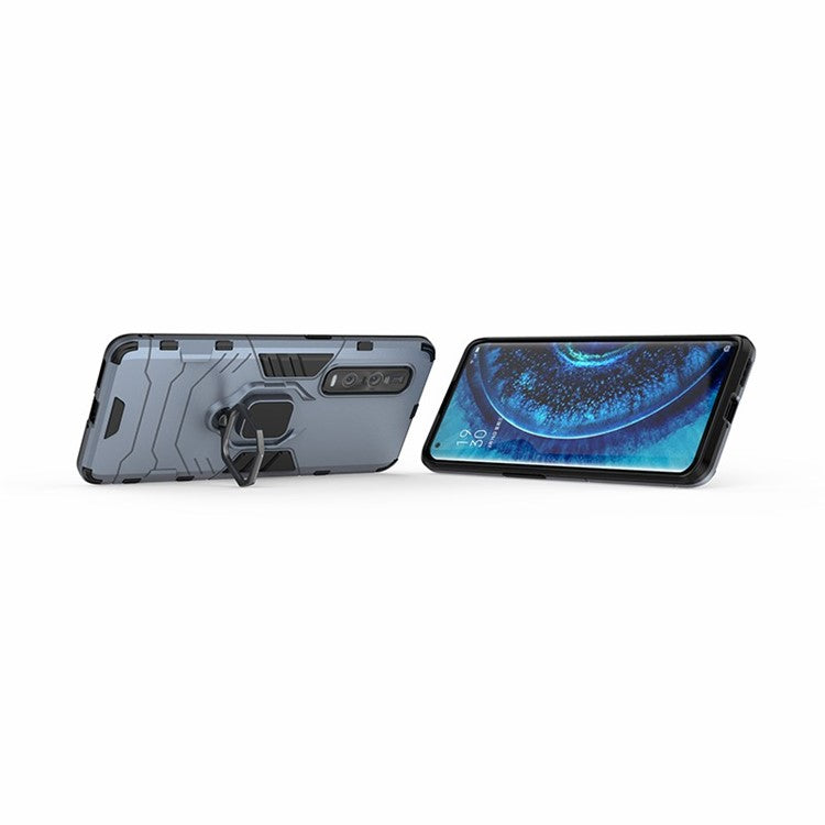 With Cool Guard Ring Holder Kickstand PC+TPU Cover for Oppo Find X2 Pro - Blue