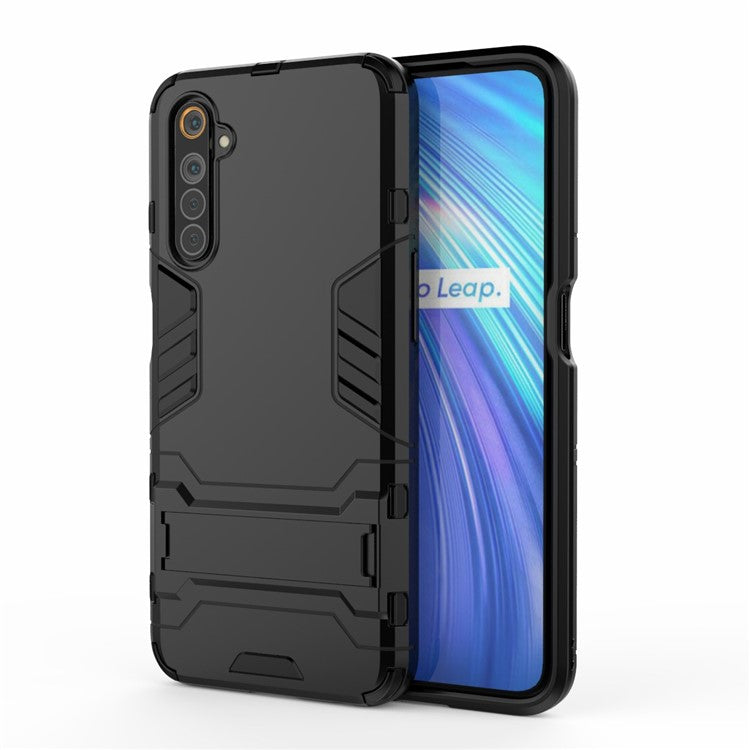 Plastic + TPU Phone Case with Kickstand for Realme 6 - Black