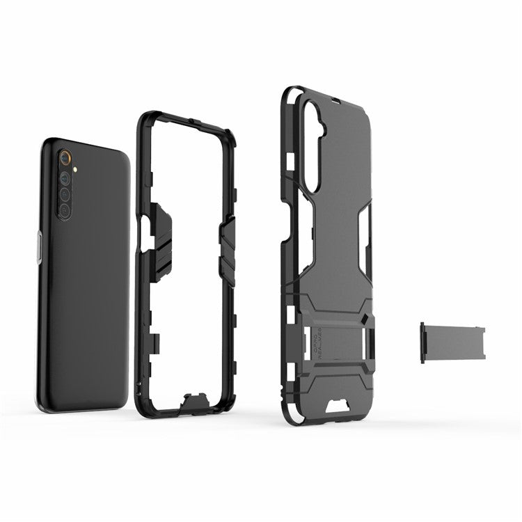 Plastic + TPU Phone Case with Kickstand for Realme 6 - Black