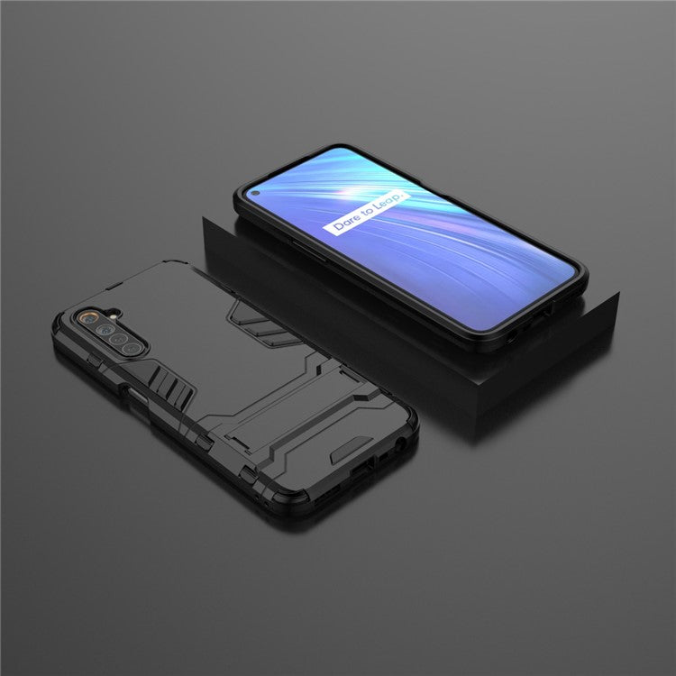 Plastic + TPU Phone Case with Kickstand for Realme 6 - Black