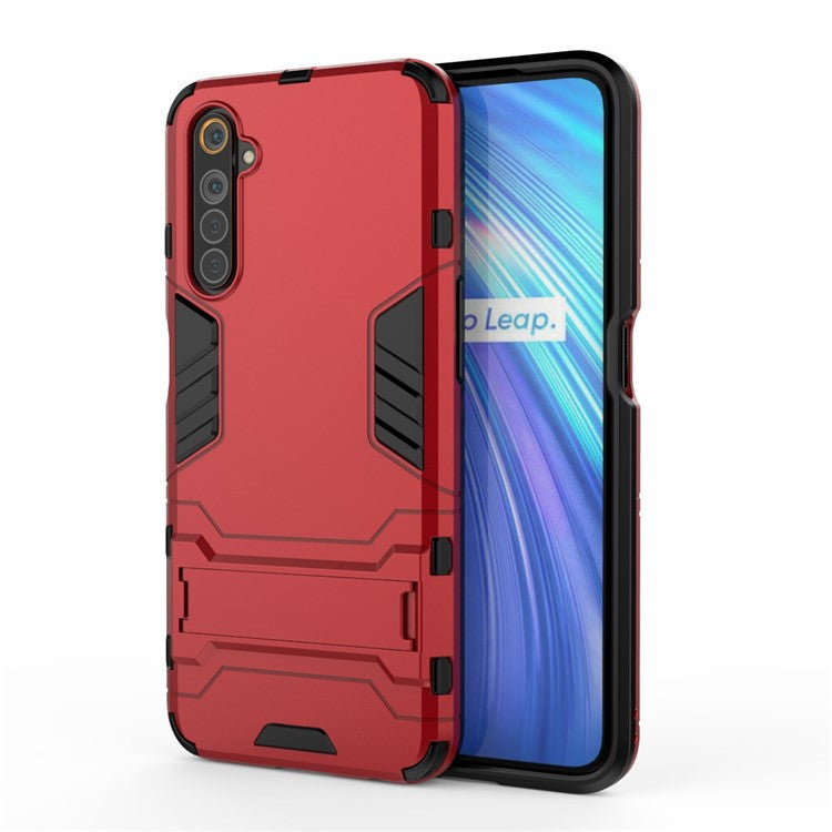 Plastic + TPU Phone Case with Kickstand for Realme 6 - Red