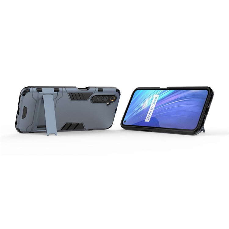 Plastic + TPU Phone Case with Kickstand for Realme 6 - Blue