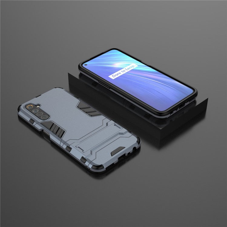 Plastic + TPU Phone Case with Kickstand for Realme 6 - Blue