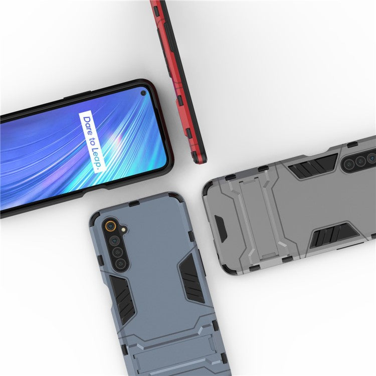 Plastic + TPU Phone Case with Kickstand for Realme 6 - Blue