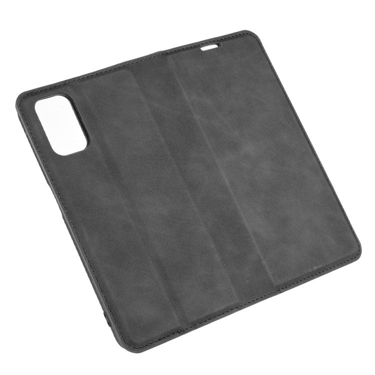 Silky Touch Stylish Auto-absorbed Flip Leather Wallet Stand Case for Oppo A52/A92/A72 - Black