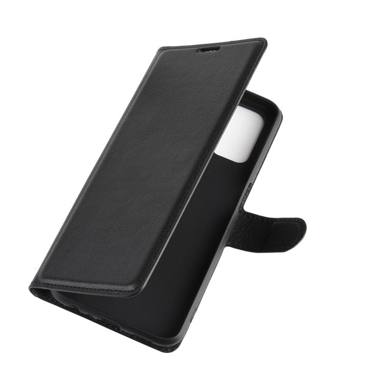 Litchi Skin Wallet Leather with Stand Case for Oppo A52/A92/A72 - Black