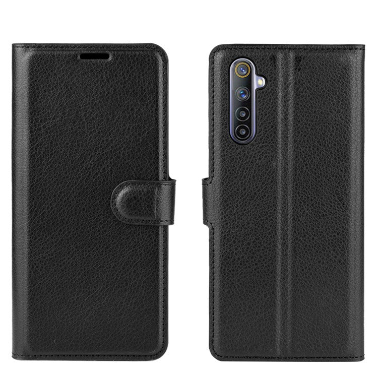 Litchi Surface with Wallet Leather Case for Realme 6 - Black