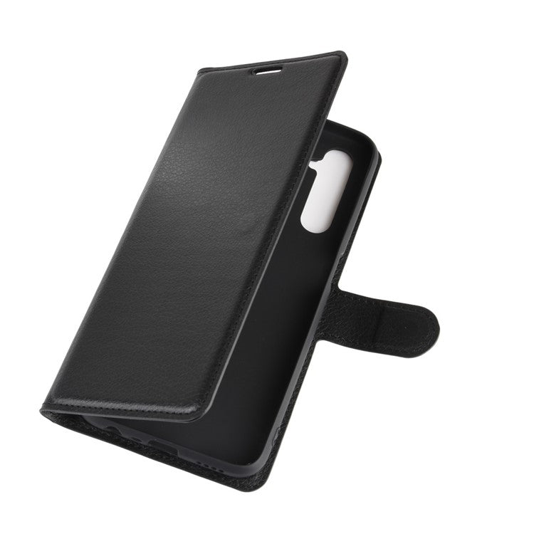 Litchi Surface with Wallet Leather Case for Realme 6 - Black