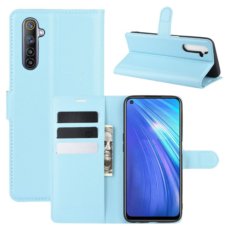Litchi Surface with Wallet Leather Case for Realme 6 - Blue