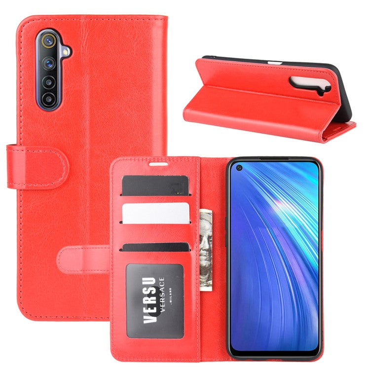 Crazy Horse with Wallet Cool Leather Stand Case for Realme 6 - Red