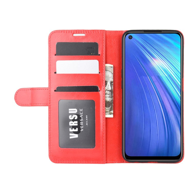 Crazy Horse with Wallet Cool Leather Stand Case for Realme 6 - Red