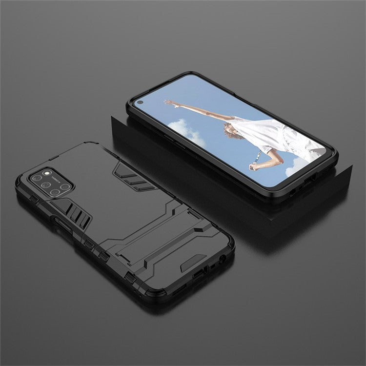 Plastic + TPU Hybrid Phone Case with Foldable Invisible Kickstand for OPPO A52/A72/A92 - Black