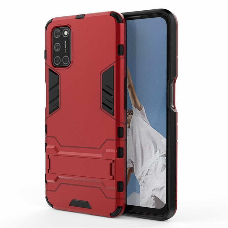 Plastic + TPU Hybrid Phone Case with Foldable Invisible Kickstand for OPPO A52/A72/A92 - Red