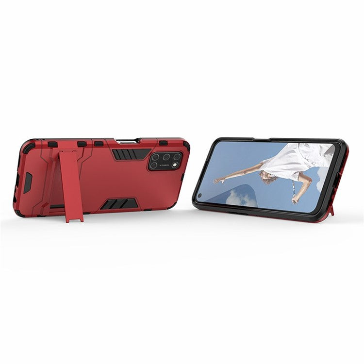 Plastic + TPU Hybrid Phone Case with Foldable Invisible Kickstand for OPPO A52/A72/A92 - Red