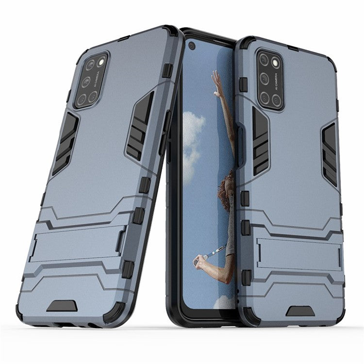 Plastic + TPU Hybrid Phone Case with Foldable Invisible Kickstand for OPPO A52/A72/A92 - Blue